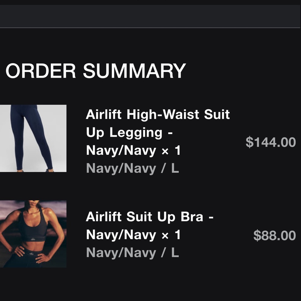ALO Yoga Airlift Suit Up Set - Navy - Sports Bra & Leggings - Picture 8 of 8